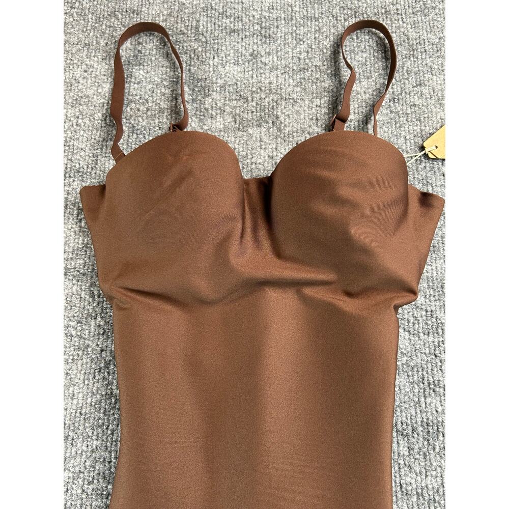 NWT SKIMS Body Mid-Thigh Bodysuit Cocoa XXS Shapewear Sculpting Open Gusset - Picture 3 of 8
